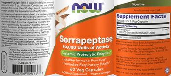NOW Serrapeptase 60,000 Units of Activity - supplement