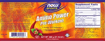 NOW Sports Amino Power Pre-Workout Natural Raspberry Flavor - supplement