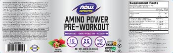 NOW Sports Amino Power Pre-Workout Natural Raspberry - supplement