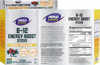 NOW Sports B-12 Energy Boost Sticks Tart Berry - supplement