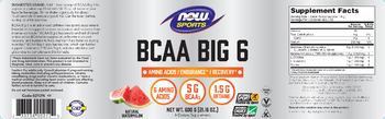 NOW Sports BCAA Big 6 Natural Watermelon - supplement