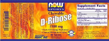 NOW Sports Chewable D-Ribose 1500 mg - supplement