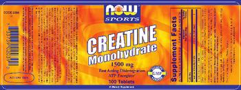 NOW Sports Creatine Monohydrate 1500 mg - supplement