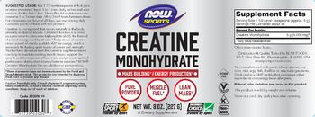 NOW Sports Creatine Monohydrate - supplement