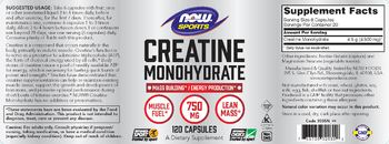 NOW Sports Creatine Monohydrate - supplement