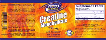 NOW Sports Creatine Monohydrate 750 mg - supplement