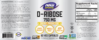 NOW Sports D-Ribose 750 mg - supplement