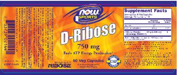 NOW Sports D-Ribose 750 mg - supplement