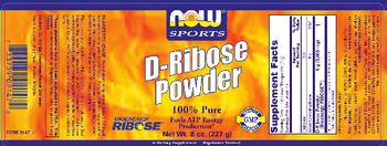 NOW Sports D-Ribose Powder - supplement