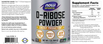 NOW Sports D-Ribose Powder 5000 mg - supplement