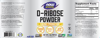 NOW Sports D-Ribose Powder 5000 mg - supplement