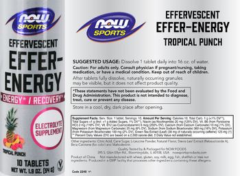 NOW Sports Effervescent Effer-Energy Tropical Punch - supplement