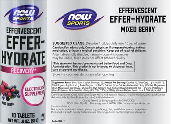 NOW Sports Effervescent Effer-Hydrate Mixed Berry - supplement