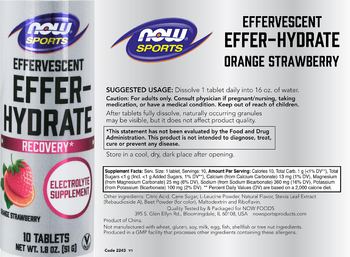 NOW Sports Effervescent Effer-Hydrate Orange Strawberry - supplement