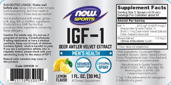 NOW Sports IGF-1 Lemon Flavor - supplement