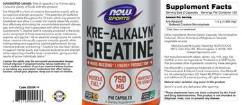 NOW Sports Kre-Alkalyn Creatine 750 mg - supplement