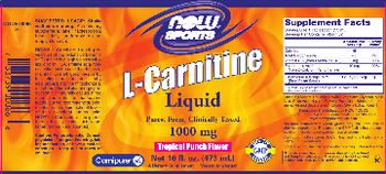 NOW Sports L-Carnitine Liquid 1000 mg Tropical Punch Flavor - supplement