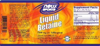 NOW Sports Liquid Betaine 2500 mg Natural Green Apple Flavor - supplement