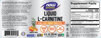 NOW Sports Liquid L-Carnitine 1000 mg Tropical Punch - supplement