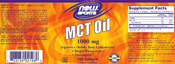 NOW Sports MCT Oil 1000 mg - supplement