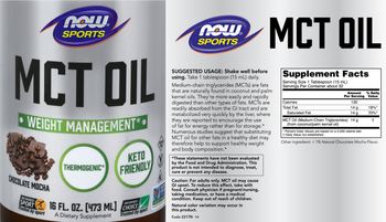 NOW Sports MCT Oil Chocolate Mocha - supplement
