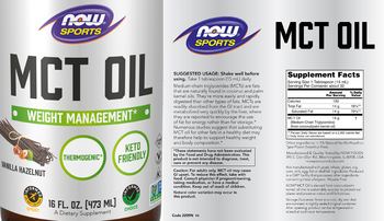 NOW Sports MCT Oil Vanilla Hazelnut - supplement