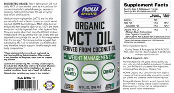 NOW Sports Organic MCT Oil - supplement