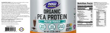 NOW Sports Organic Pea Protein Creamy Chocolate - supplement