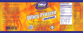 NOW Sports Premium Whey Protein Natural Vanilla - supplement