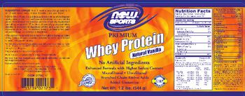 NOW Sports Premium Whey Protein Natural Vanilla - supplement