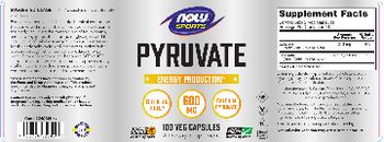 NOW Sports Pyruvate 600 mg - supplement