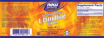 NOW Sports Sustained Release L-Citrulline 750 mg - supplement