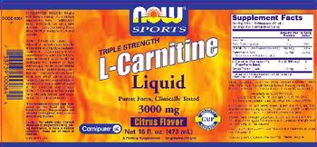 NOW Sports Triple Strength L-Carnitine Liquid 3000 mg Citrus Flavor - supplement