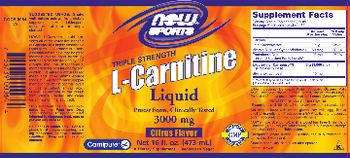 NOW Sports Triple Strength L-Carnitine Liquid 3000 mg Citrus Flavor - supplement