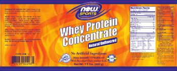 NOW Sports Whey Protein Concentrate Natural Unflavored - supplement