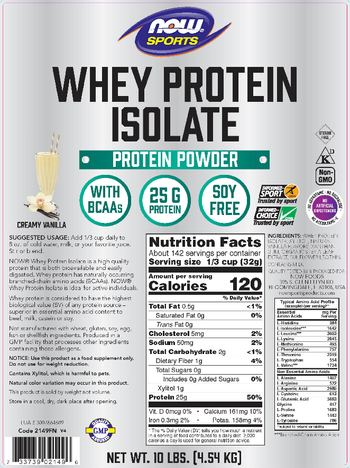 NOW Sports Whey Protein Isolate Creamy Vanilla - supplement