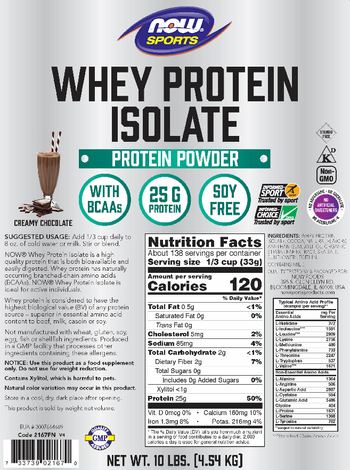 NOW Sports Whey Protein Isolate Dutch Chocolate - supplement