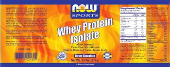 NOW Sports Whey Protein Isolate Dutch Chocolate - supplement