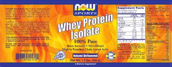 NOW Sports Whey Protein Isolate Natural Unflavored - supplement