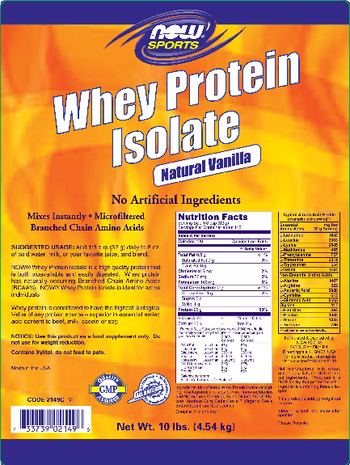 NOW Sports Whey Protein Isolate Natural Vanilla - 