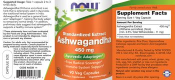 NOW Standardized Extract Ashwagandha 450 mg - supplement