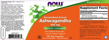 NOW Standardized Extract Ashwagandha 450 mg - supplement