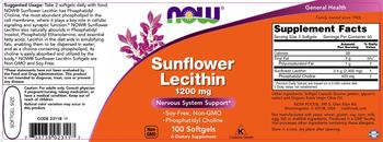NOW Sunflower Lecithin 1200 mg - supplement