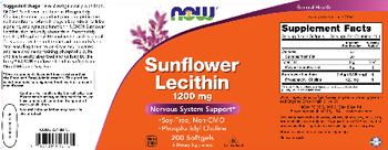 NOW Sunflower Lecithin 1200 mg - supplement