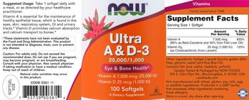 NOW Ultra A & D-3 25,000 IU/1,000 IU - supplement