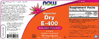 NOW Vegetarian Dry E-400 - supplement