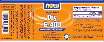 NOW Vegetarian Dry E-400 - supplement