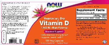 NOW Vegetarian, Dry Vitamin D 1,000 IU - High Potency - supplement