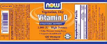 NOW Vegetarian, Dry Vitamin D 1,000 IU - supplement