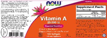 NOW Vitamin A 25,000 IU - supplement